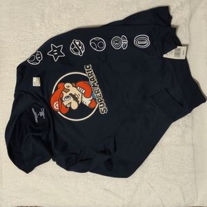 NWT Super Mario Hooded sweatshirt. Boys L. Navy Blue.